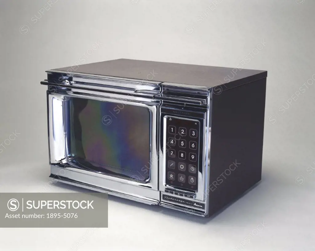 Amana Radarange Touchmatic microwave oven, 1978. Manufactured by Amana Refrigeration Inc, of Amana, Iowa, USA. With micro-go-round plus clockwork pres...