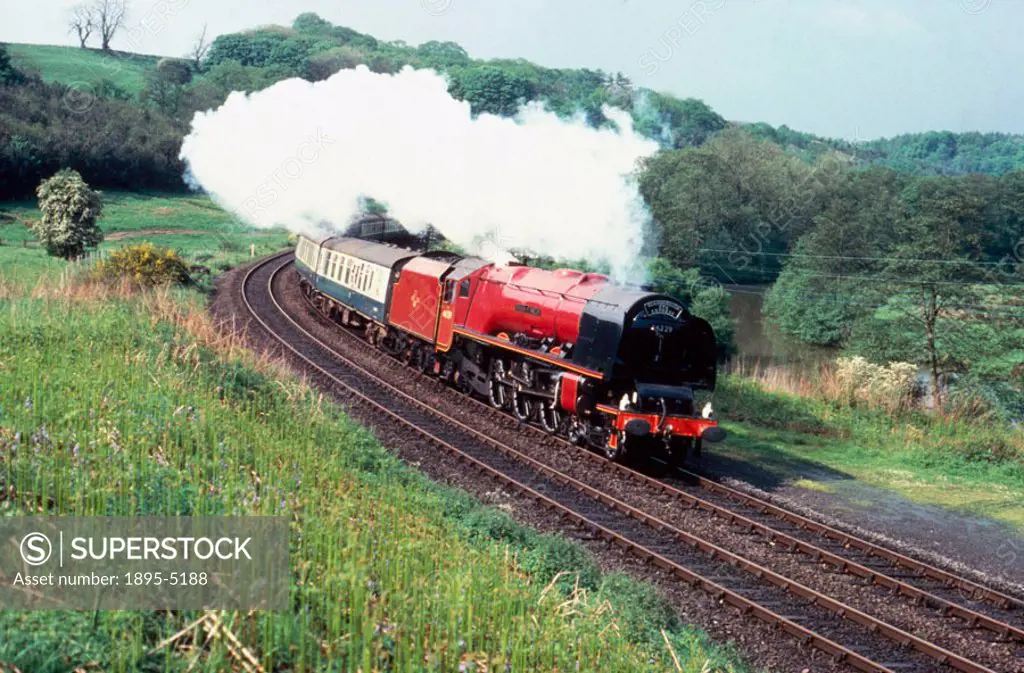 This locomotive was designed by Sir William Stanier for London, Midland & Scottish Railway. No.46229. The locomotive is shown hauling the Scarborough ...