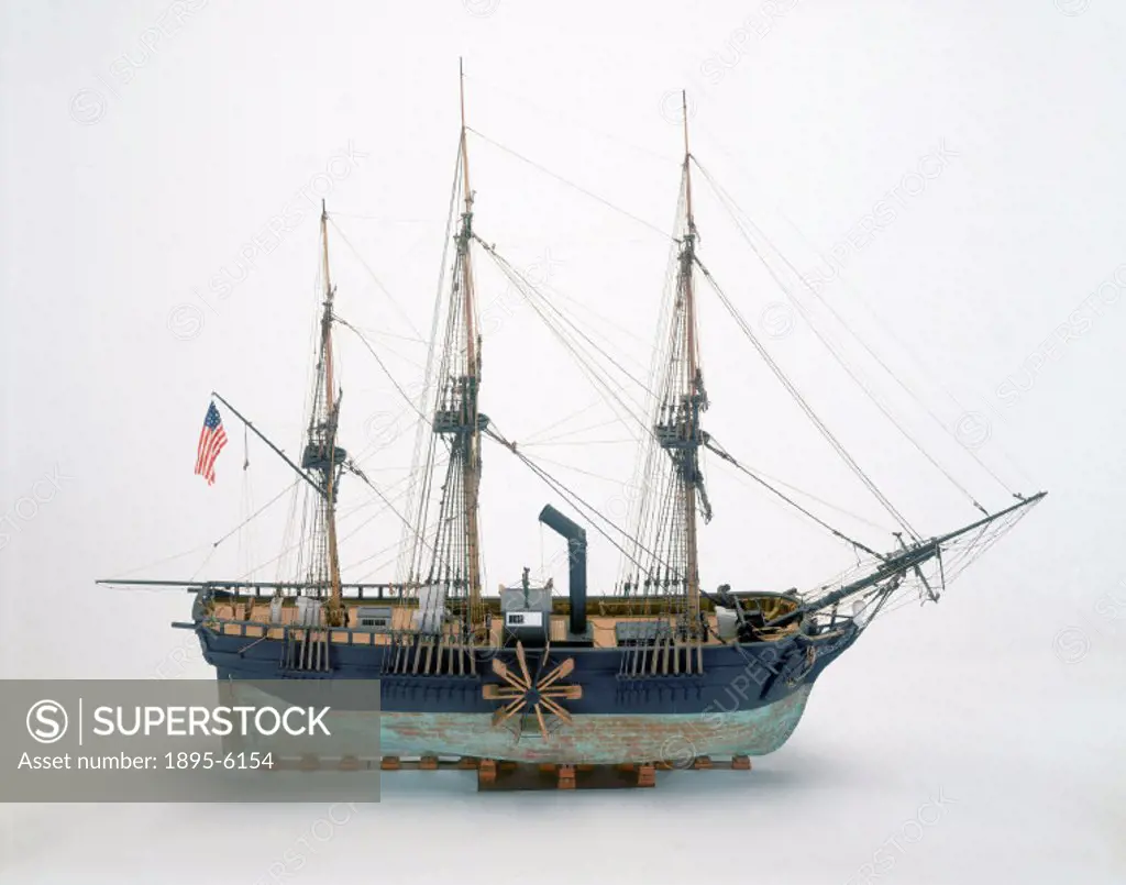 Model (scale 1:48). This was the first steamship to cross the Atlantic (or indeed any ocean). She was built at New York and was intended for the sail ...