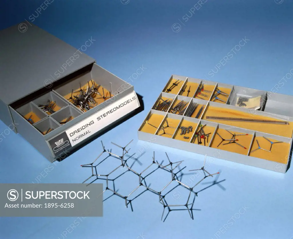 This is a normal set of Dreiding stereomodels, molecular modelling kits devised by the Swiss chemist Andre Dreiding (1919- ) in 1958 for constructing ...