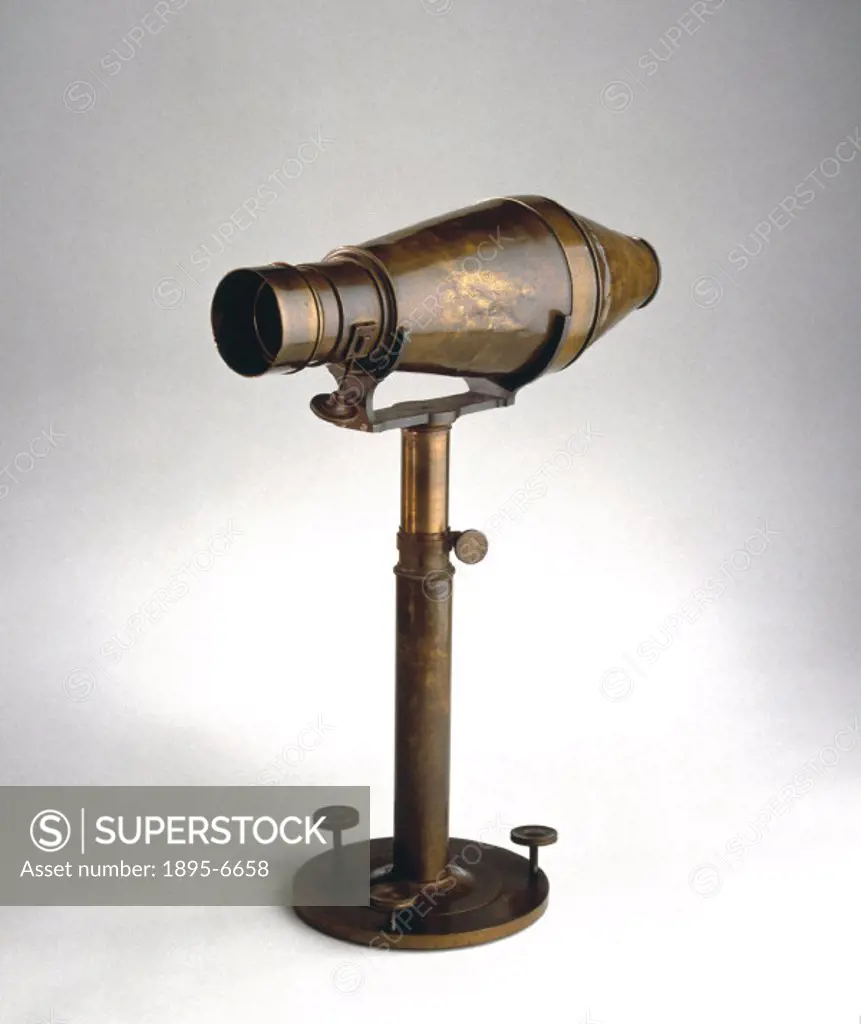 ´This curiously-shaped camera for the daguerreotype process was introduced by Peter Wilhelm Friedrich Voigtlander (1812-1878) in 1841. The focusing sc...