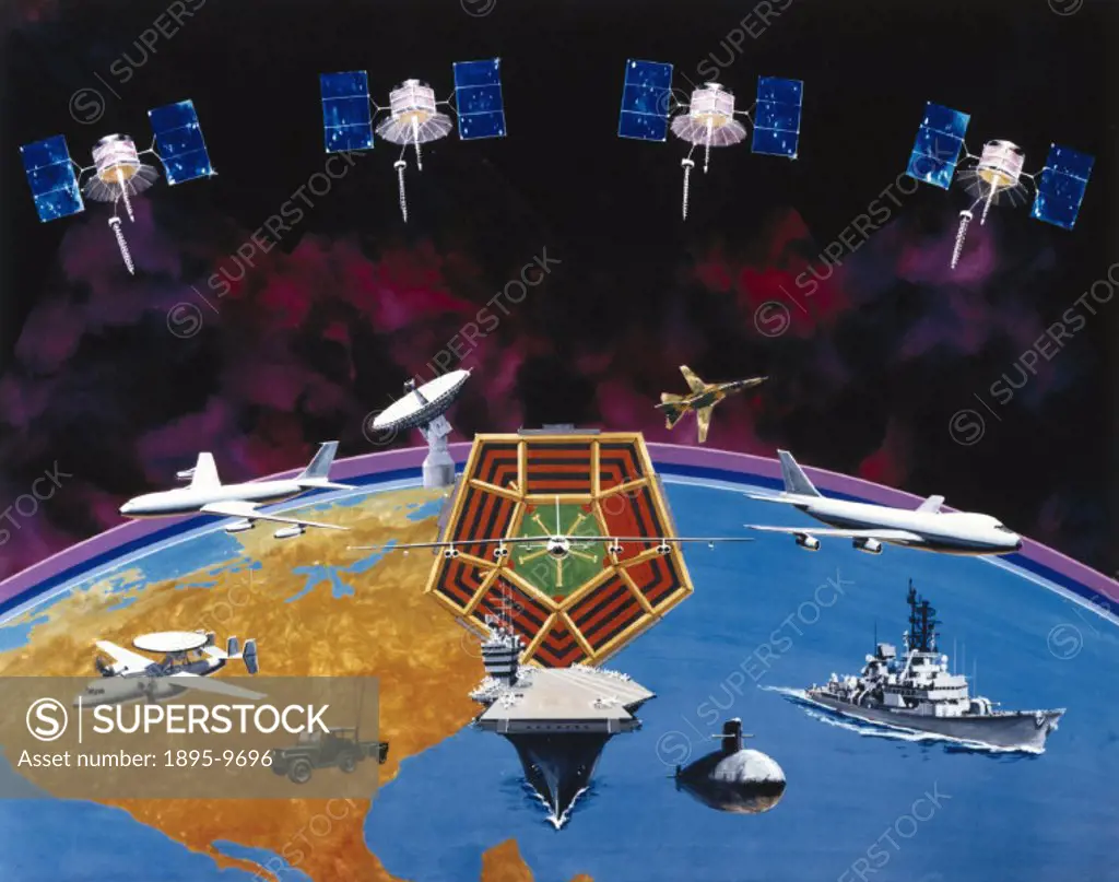 Artists impression. The Fleet Satellite Communications (FLTSATCOM) series, which became operational in 1981, provides global communications for Ameri...