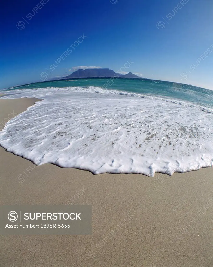 View of Table Mountain from Melkbosstrand. Cape Town, Western Cape Province, South Africa