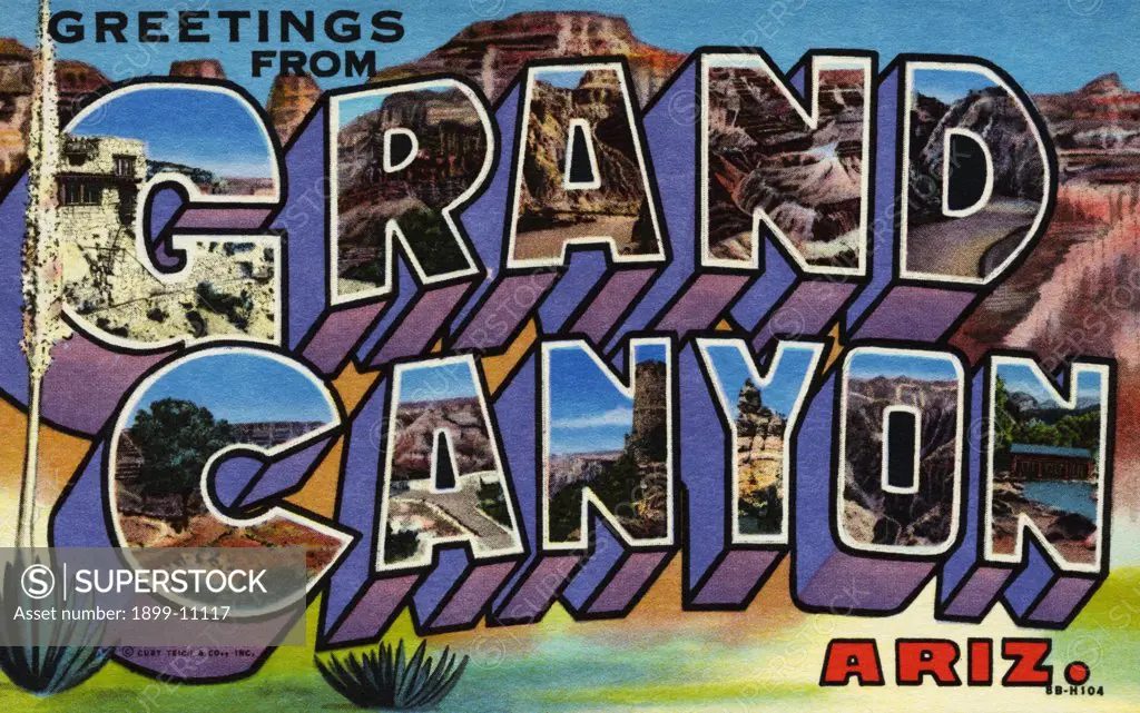 Greeting Card from the Grand Canyon. ca. 1948, Arizona, USA, Greeting Card from the Grand Canyon 