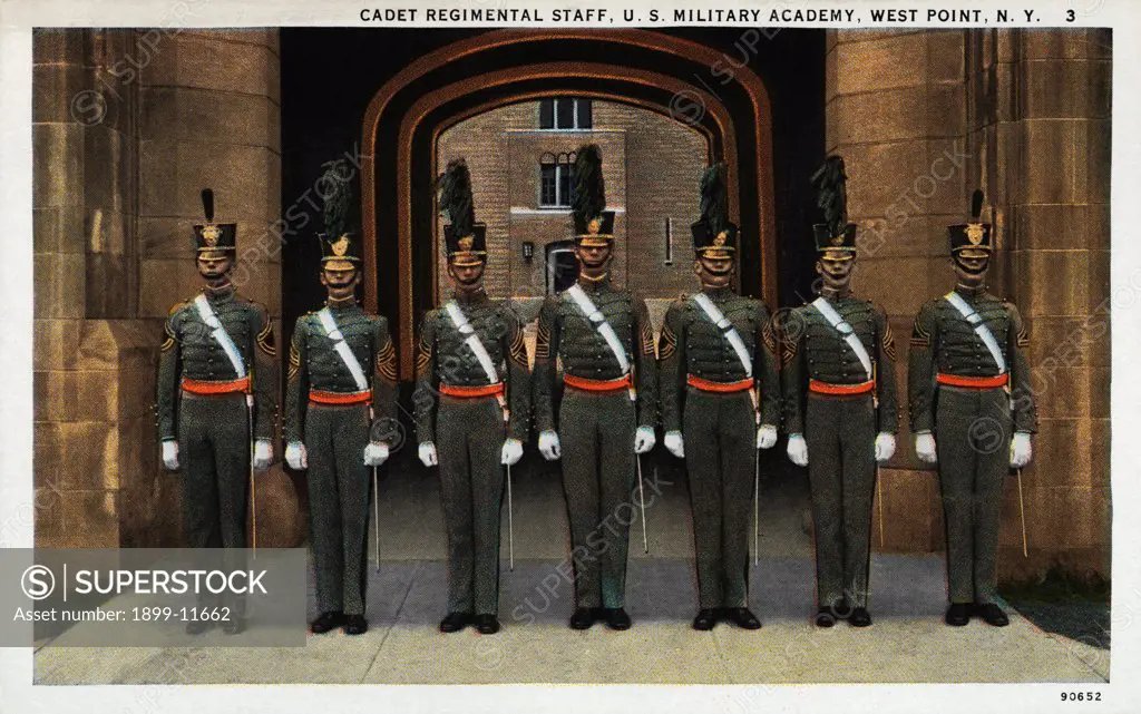 Postcard of West Point Cadet Regimental Staff. ca. 1922, Cadet Regimental Staff, U.S. Military Academy, West Point, N.Y. 3 