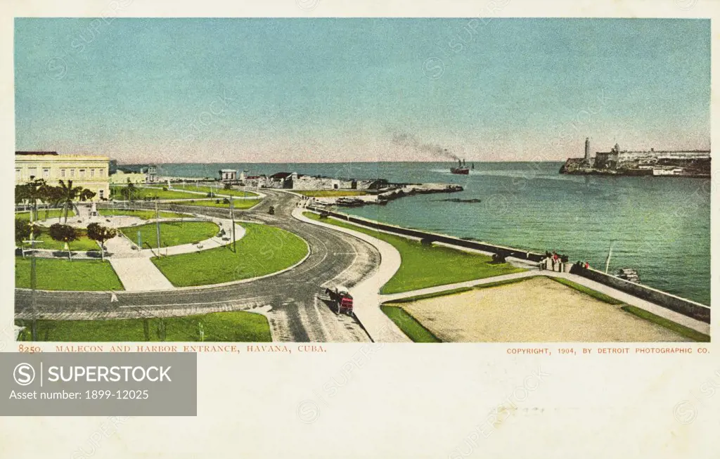 Malecon and Harbor Entrance, Havana, Cuba Postcard. 1904, Malecon and Harbor Entrance, Havana, Cuba Postcard 