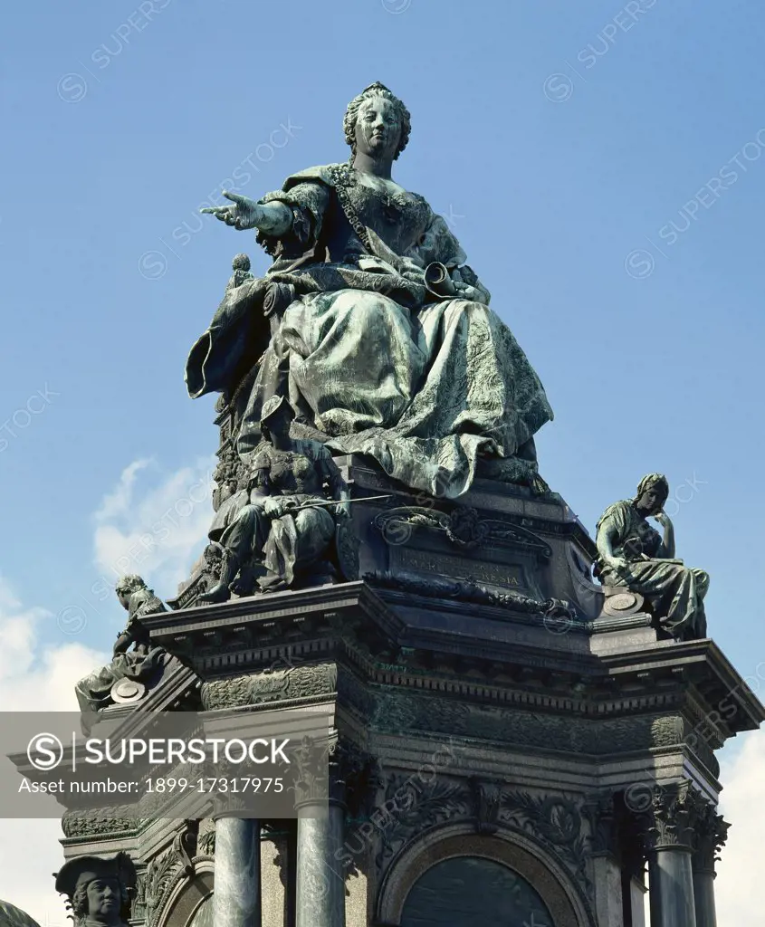 Maria Theresa (1717-1780). Empress of the Holy Roman Empire. Statue of the Maria Theresia monument. By German sculptor Kaspar von Zumbusch, 1888.  Vienna. Austria.