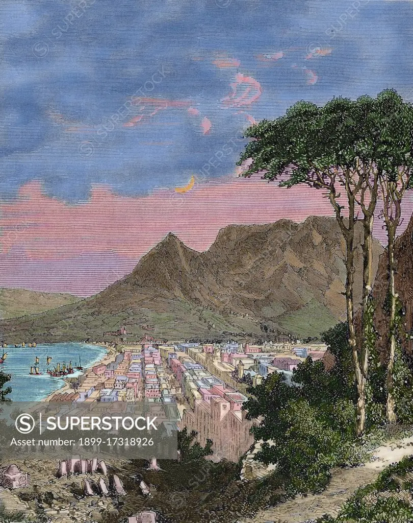 Republic of South Africa. Cape of Good Hope. Engraving in Weekly Familiar Picturesque. 1882. Colored.