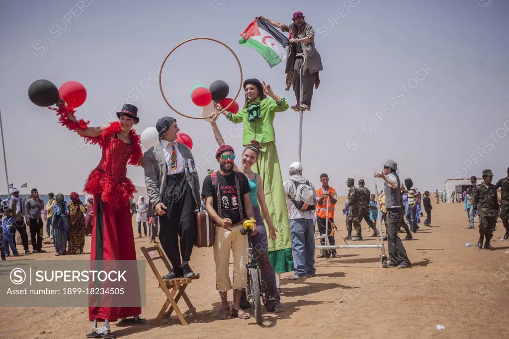 Sahrawi refugees in their daily life during the annual Film Festival that is held at Dakhla refugees camp in the south of Algeria, considered to be the most isolated film festival in the world. (Photo by: Giulio Paletta/UIG)