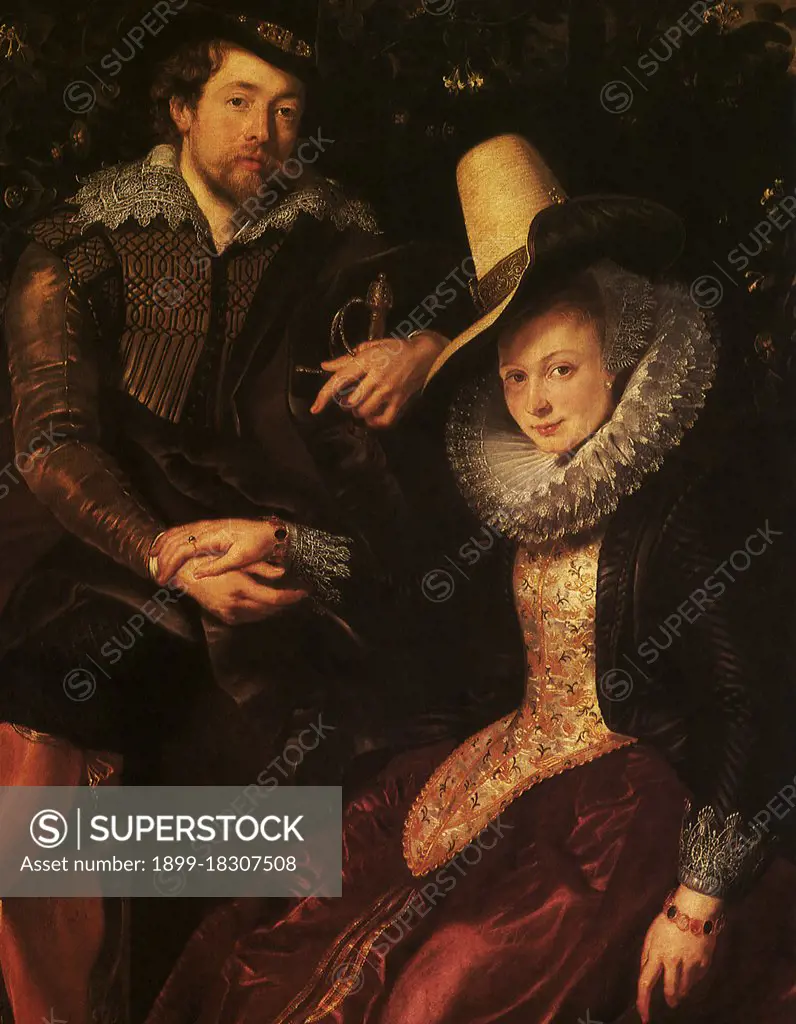 Self-Portrait with the Artist's Wife, Isabella Brandt, Rubens, Peter Paul, 1610.