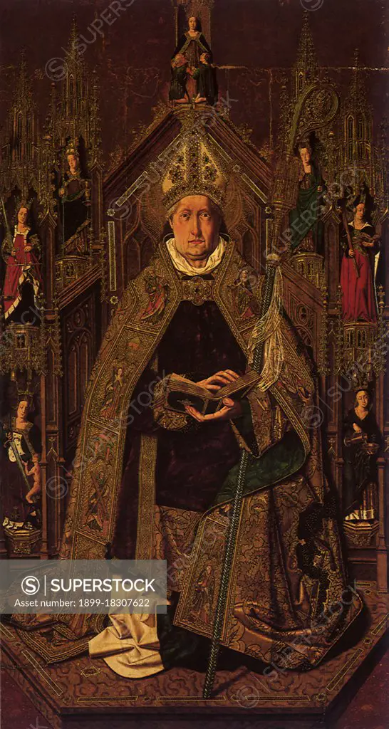 Saint Domingo de Silos Enthroned, Bermejo, Bartolome, 1490. - SuperStock