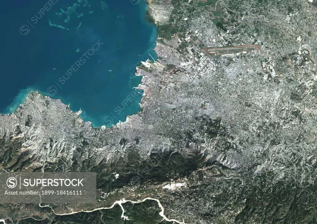 Color satellite image of Port-au-Prince, Capital city of Haiti. Image collected on January 14, 2020 by Sentinel-2 satellites.