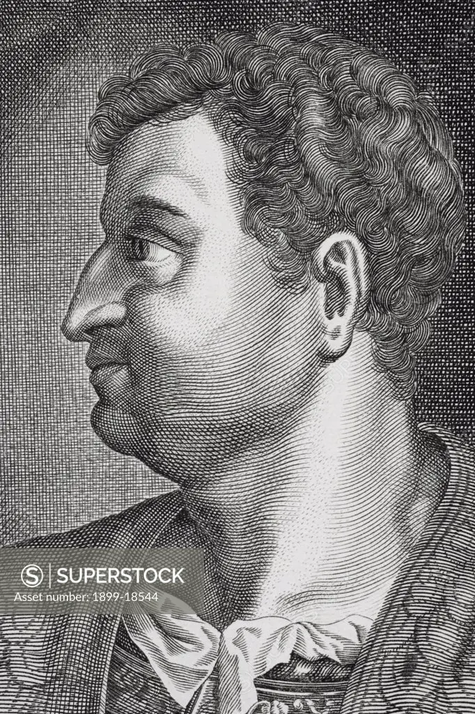 Marcus Salvius Otho 32 AD to 69 AD Roman Emperor January 15 to April 16 in 69 AD From Dutch print dated 1704