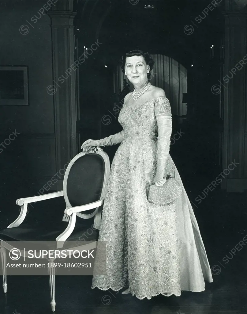 White House, January 16, 1957 -- Mamie Eisenhower's second inaugural gown. Photo: Abbie Rowe