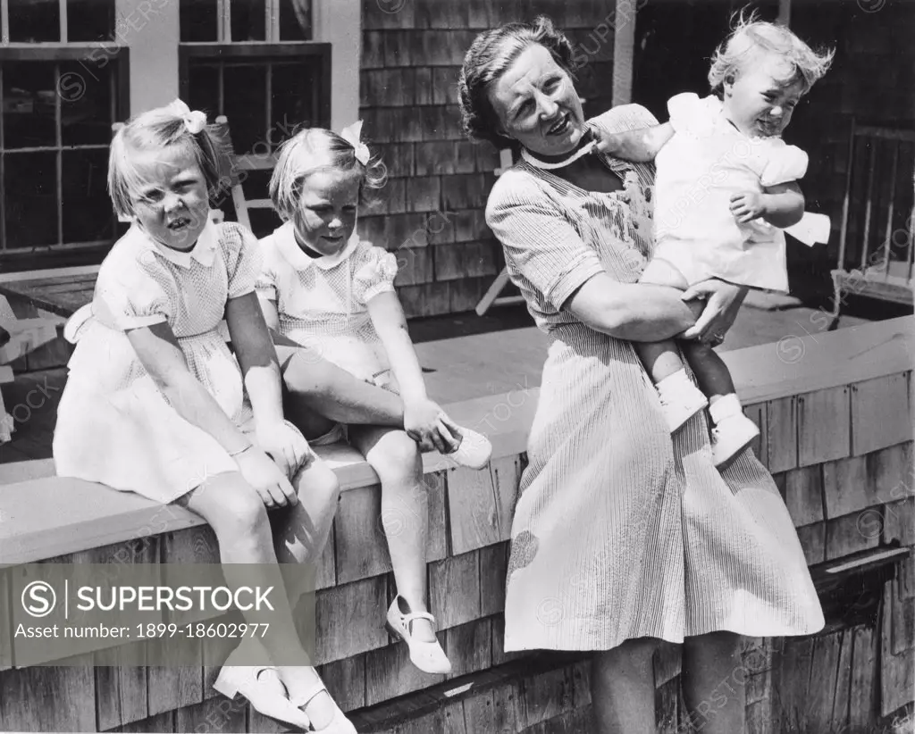 Princess Juliana of the Netherlands (right) and her three blonde daughters, Beatrix, 6, Irene, 4, and 18-month old Margriet Francesca, are vacationing on Cape Cod and hoping the imminent collapse of the German war machine will enable them to return to their homeland soon, Chatham, MA, 8/31/1944. (Photo by United States Information Agency/GG Vintage Images)