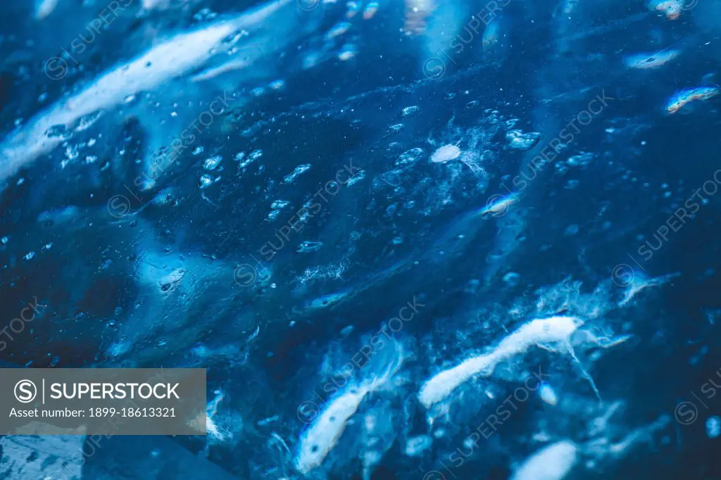 Blue ice texture in the caves in Jökulsárlón glacier. Iceland. North Atlantic Ocean