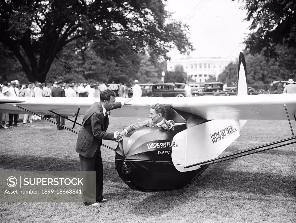 Lustig Sky Trans, Inc., Ship No. 2. White House in background circa 1934.