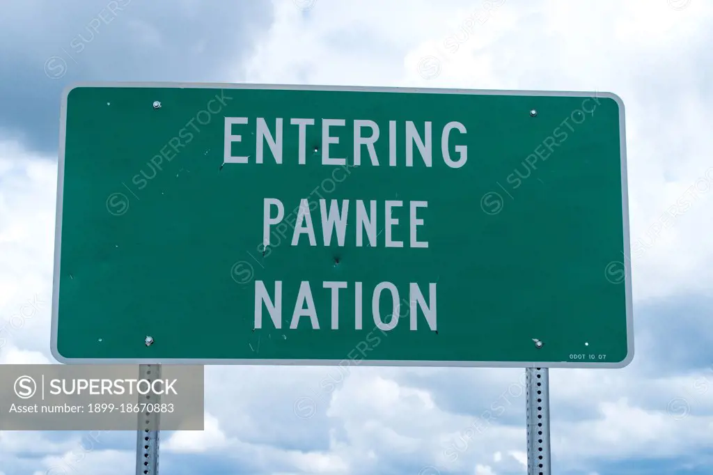 Pawnee Nation Indian Reservation and Road Sign, Oklahoma