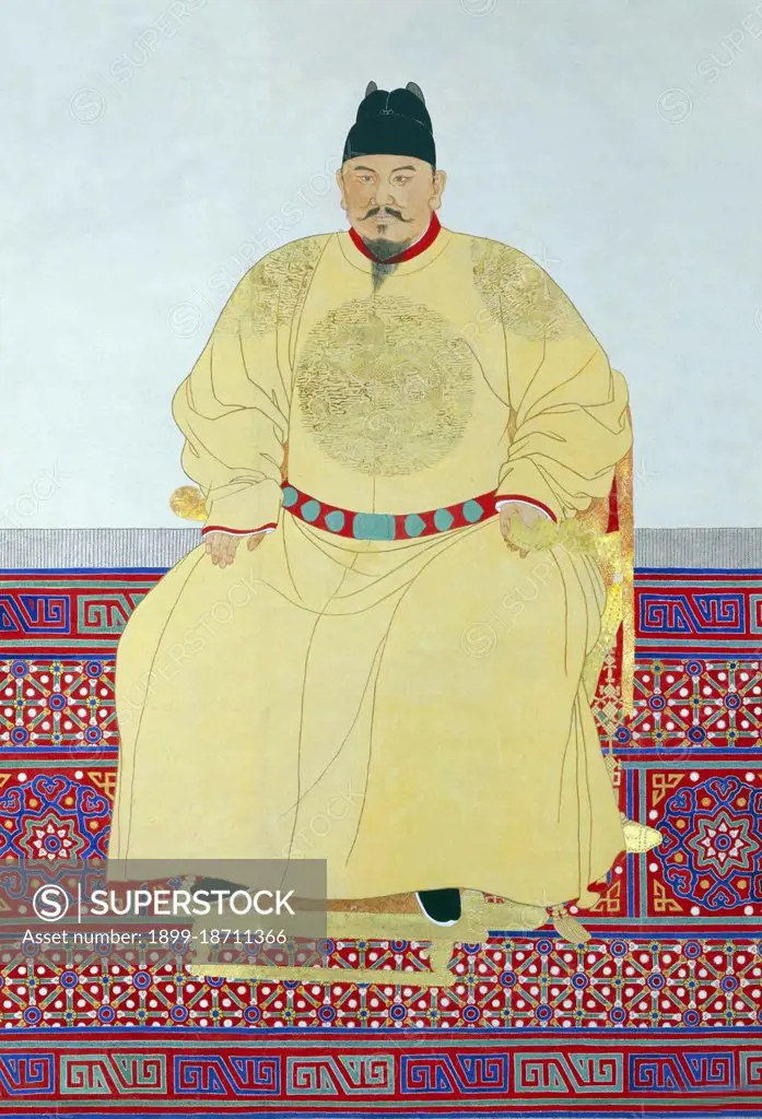 Emperor Hongwu, 1st ruler of the Ming Dynasty (r. 1368-1398). Personal Name: Zhu Yuanzhang, Zhu Yuánzhang. Posthumous Name: Gaodi, Gaodì. Temple Name: Taizu, Tàizu. Reign Name: Ming Hongwu, Ming Hóngwu. The Hongwu Emperor was the founder and first emperor (1368-98) of the Ming Dynasty of China. His era name, Hongwu, means 'vastly martial'. In the middle of the 14th century, with famine, plagues and peasant revolts sweeping across China, Zhu became a leader of an army that conquered China, ending the Yuan Dynasty and forcing the Mongols to retreat to the Mongolian steppes. With his seizure of the Yuan capital (present-day Beijing), he claimed the Mandate of Heaven and established the Ming Dynasty in 1368.