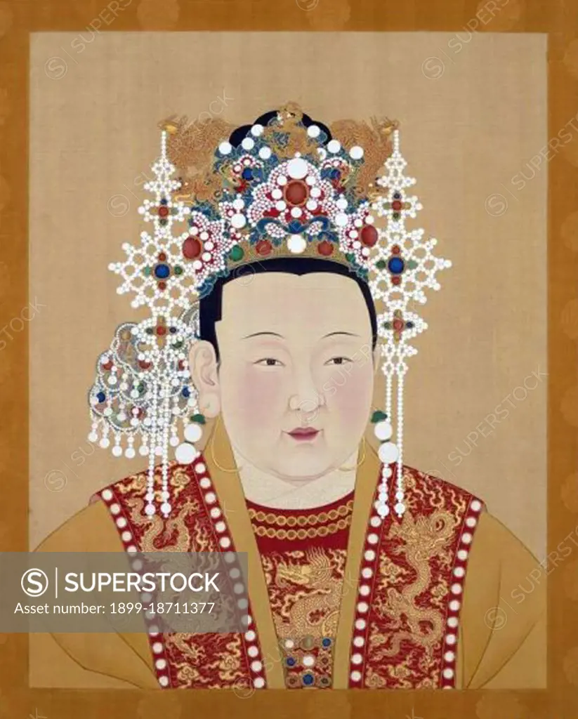 Empress Xu (1362 - July 1407), formally Empress Ren Xiao Wen, birth name Xu Yihua), was the third empress of the Ming Dynasty from 1402 to 1407. Her husband was the Yongle Emperor. She was well educated, compiling bibliographies of virtuous women, an activity connected with court politics. Empress Xu is also the first person credited with transcribing a Buddhist sutra from a dream revelation. The work is entitled 'The sutra of great merit of the foremost rarity spoken by the Buddha which the Renxiao empress of the great Ming received in a dream'). In her introduction to the sutra, the empress wrote that one night after meditating and burning incense, Guanyin appeared to her as if in a dream, and took her to a holy realm where the sutra was revealed to her in order to save her from disaster. After reading the sutra three times, she was able to memorize it and recall it perfectly upon awakening and writing it down. The sutra conveys conventional Mahayana philosophies, and the mantras for