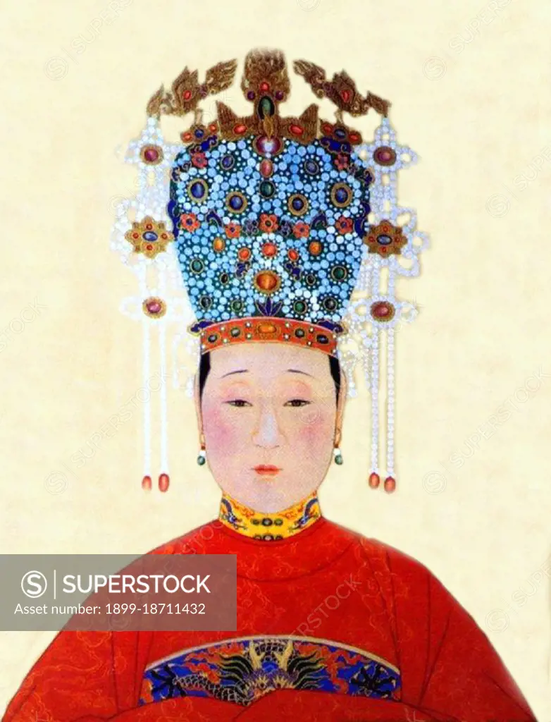 Empress Xiaojing (1565-1612), was the mother of the Taichang Emperor. Initially a maid of the Dowager Empress who caught the eye of Emperor Wanli, however, Wanli only favoured Lady Zheng, and all but ignored Xiaojing, hence Taichang was not created crown prince until 1601. Her grandson, the Tianqi Emperor, promoted her to Empress Dowager. Thus she was re-buried from an Imperial Concubine's tomb to the Wanli Emperor's tomb. The Wanli Emperor therefore was the only Ming Dynasty Emperor buried with two wives.