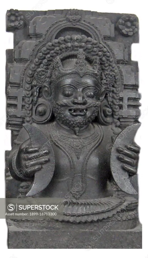 In Hindu mythology, Rahu is a snake that swallows the sun or the moon causing eclipses. He is depicted in art as a dragon with no body riding a chariot drawn by eight black horses. Rahu is one of the navagrahas (nine planets) in Vedic astrology. The Rahu kala (time of day under the influence of Rahu) is considered inauspicious. According to legend, during the Samudra manthan, the asura Rahu drank some of the divine nectar. But before the nectar could pass his throat, Mohini (the female avatar of Vishnu) cut off his head. The head, however, remained immortal. It is believed that this immortal head occasionally swallows the sun or the moon, causing eclipses. Then, the sun or moon passes through the opening at the neck, ending the eclipse. Astronomically (as per Hindu Astrology), Rahu and Ketu denote the two points of intersection of the paths of the Sun and the Moon as they move around the celestial sphere. Therefore, Rahu and Ketu are respectively called the north and the south lunar no