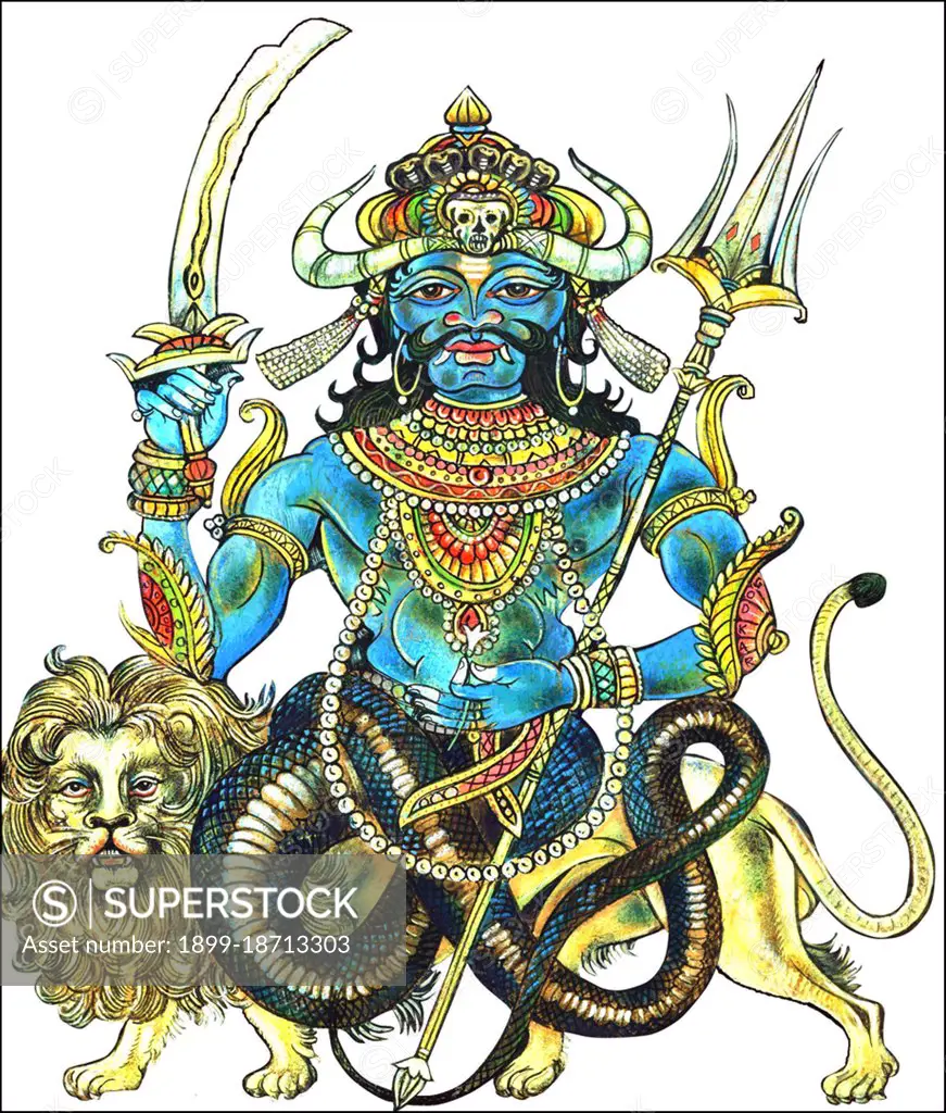 In Hindu mythology, Rahu is a snake that swallows the sun or the moon causing eclipses. He is depicted in art as a dragon with no body riding a chariot drawn by eight black horses. Rahu is one of the navagrahas (nine planets) in Vedic astrology. The Rahu kala (time of day under the influence of Rahu) is considered inauspicious. According to legend, during the Samudra manthan, the asura Rahu drank some of the divine nectar. But before the nectar could pass his throat, Mohini (the female avatar of Vishnu) cut off his head. The head, however, remained immortal. It is believed that this immortal head occasionally swallows the sun or the moon, causing eclipses. Then, the sun or moon passes through the opening at the neck, ending the eclipse. Astronomically (as per Hindu Astrology), Rahu and Ketu denote the two points of intersection of the paths of the Sun and the Moon as they move around the celestial sphere. Therefore, Rahu and Ketu are respectively called the north and the south lunar no