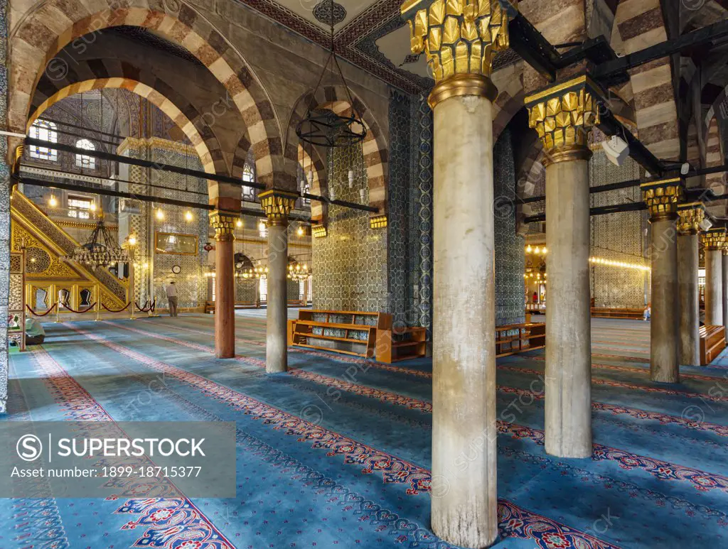 Istanbul, Turkey. Interior of the New Mosque. Yeni Cami.