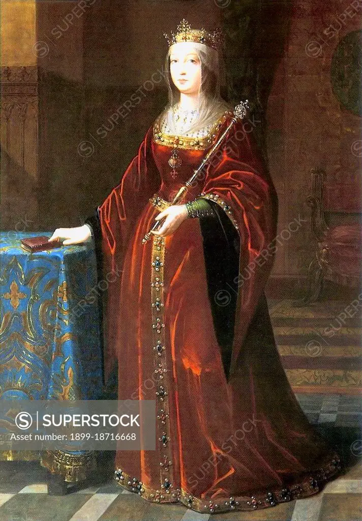 Isabella I (Spanish: Isabel I, Ysabel, anglicised as Elizabeth) (22 April 1451-26 November 1504) was Queen of Castile and Leon. She and her husband Ferdinand II of Aragon brought stability to both kingdoms that became the basis for the unification of Spain. Later the two laid the foundation for the political unification of Spain under their grandson, Charles V, Holy Roman Emperor.