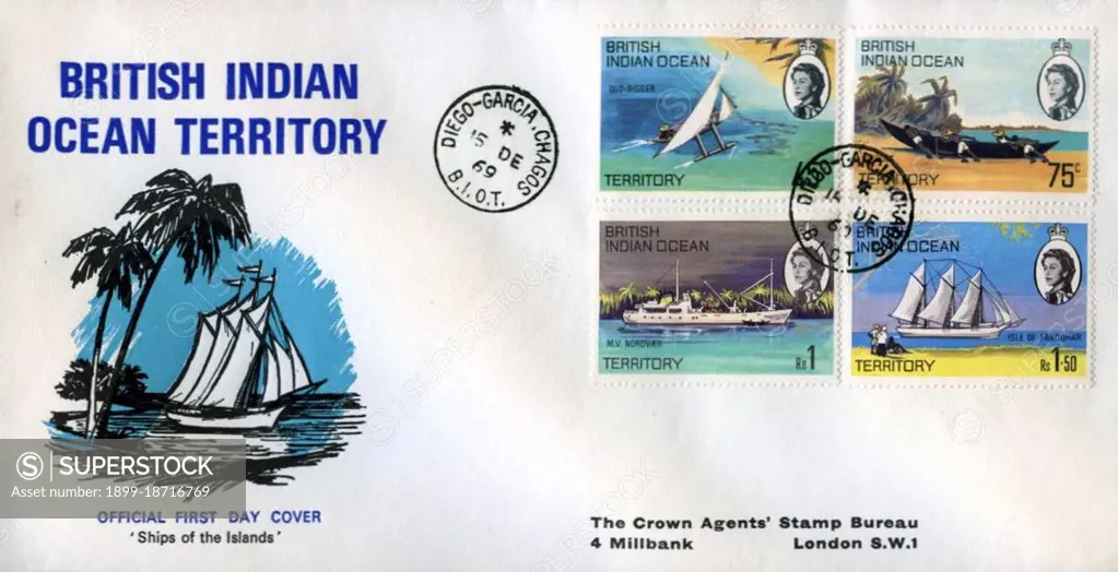 The British Indian Ocean Territory (BIOT) or Chagos Islands (formerly the Oil Islands) is an overseas territory of the United Kingdom situated in the Indian Ocean, halfway between Africa and Indonesia. The territory comprises a group of seven atolls comprising more than 60 individual islands, situated some 500 kilometers (310 mi) due south of the Maldives archipelago. The largest island is Diego Garcia (area 44 km squared), the site of a joint military facility of the United Kingdom and the United States. Following the eviction of the native population (Chagossians) in the 1960s, the only inhabitants are US and British military personnel and associated contractors, who collectively number around 4,000 (2004 figures).