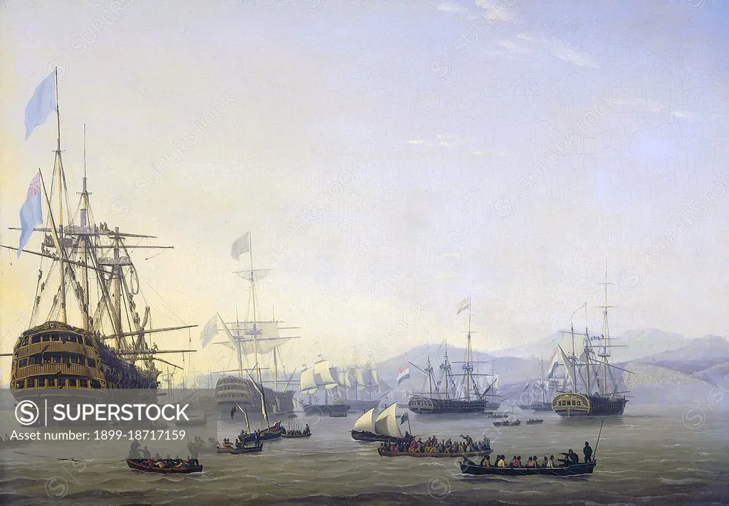 The Bombardment of Algiers (27 August 1816) was an attempt by Britain to end the slavery practices of the Dey of Algiers. An Anglo-Dutch fleet under the command of Admiral Lord Exmouth bombarded ships and the harbour defences of Algiers. Although there was a continuing campaign by various European and the American navies to suppress the piracy against Europeans by the North African Barbary states, the specific aim of this expedition was to free Christian slaves and to stop the practice of enslaving Europeans. To this end, it was partially successful as the Dey of Algiers freed around 3,000 slaves following the bombardment and signed a treaty against the slavery of Europeans. However, the cessation of slavery did not last long.