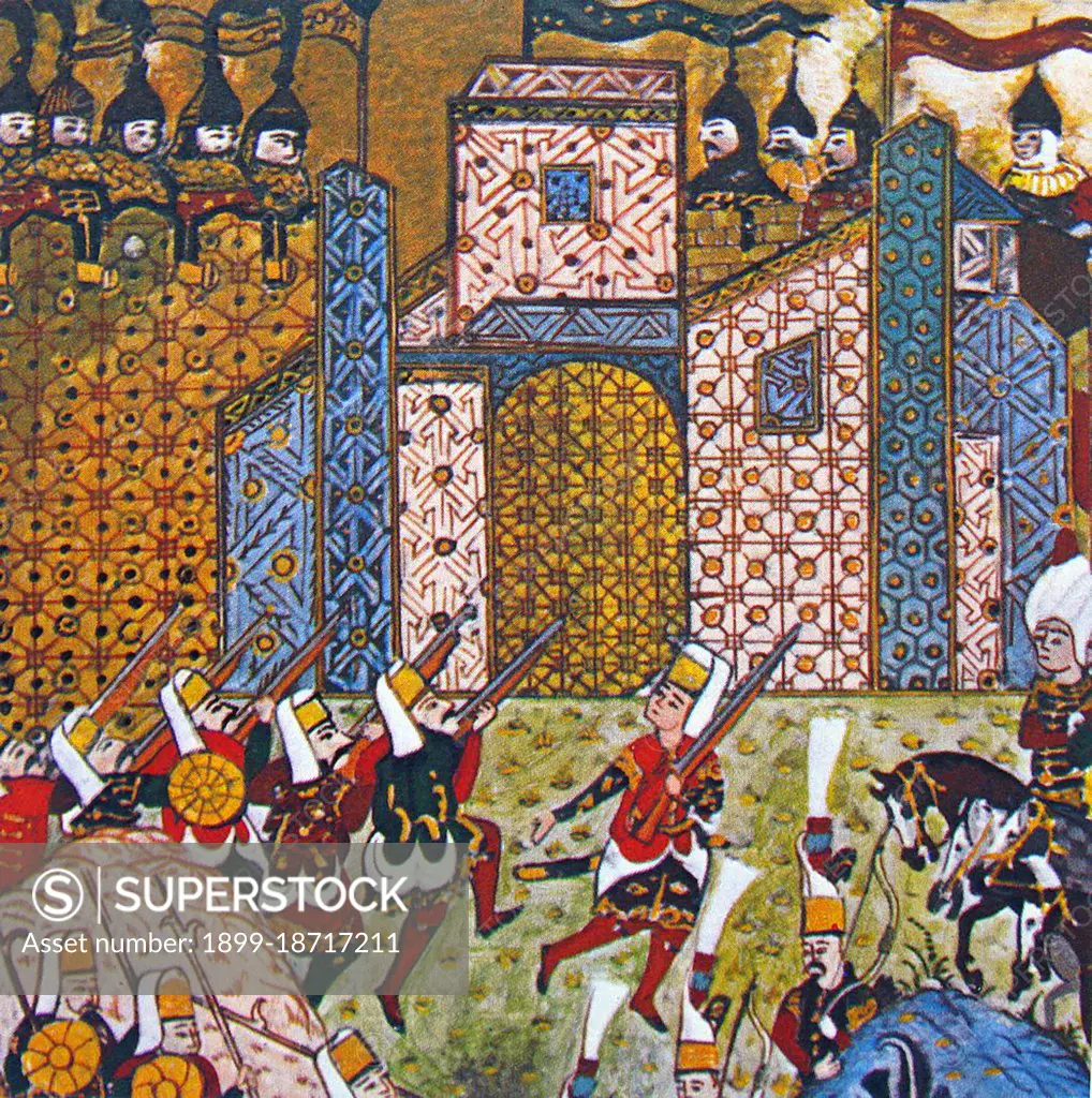 The Siege of Rhodes of 1522 was the second and ultimately successful attempt by the Ottoman Empire to expel the Knights of Rhodes from their Greek island stronghold and thereby secure Ottoman control of the Eastern Mediterranean. The first siege, in 1480, had been unsuccessful. The Knights of St. John had captured Rhodes in the early 14th century after the loss of Acre, the last Crusader stronghold in Palestine in 1291. When the Turkish invasion force of 400 ships arrived on Rhodes on 26 June 1522, they were commanded by Mustafa Pasha. Sultan Suleiman himself arrived with the army of 100,000 men on 28 July to take personal charge. The Turks blockaded the harbor and bombarded the town with field artillery from the land side, followed by almost daily infantry attacks. They also sought to undermine the fortifications through tunnels and mines. On 24 September, Mustafa Pasha ordered a new massive assault, aimed mainly at the bastions of Spain, England, Provence and Italy. After a day of fu