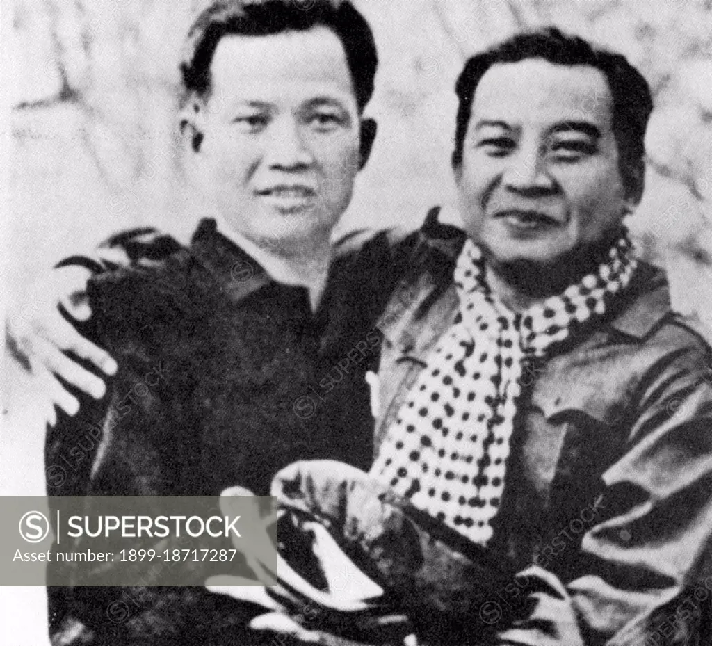 Between 1970 and 1975 Norodom Sihanouk was nominally head of the Khmer Rouge-dominated Royal Government of National Union of Kampuchea (acronym from the French GRUNK), the opposition to Lon Nol's pro-American Khmer Republic. In 1973 he travelled from Beijing to the Khmer Rouge 'liberated zone' of Cambodia for propaganda purposes.