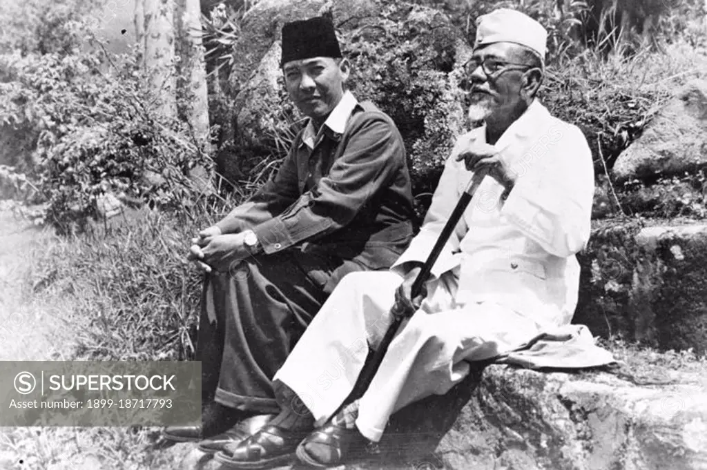 Indonesia: Sukarno, the first President of Indonesia, as a prisoner of the Dutch in 1949. Sukarno was born on 6 June 1901 in Blitar, eastern Java. His name was Kusno Sosrodihardjo, but he was renamed, as per Javanese custom, after surviving a childhood illness. His name is frequently spelled Soekarno after the Dutch spelling. On 4 July, 1927, Sukarno and some friends founded the Partai Nasional Indonesia (PNI) with a view to fighting for Indonesian independence. Sukarno was sentenced as a political prisoner in 1930, but was freed in 1931 after his cause was widely reported abroad. (Photo by: Tropenmuseum/Pictures From History via Getty Images)