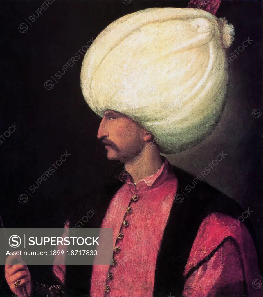 Sultan Suleyman I (1494-1566), also known as 'Suleyman the Magnificent' and 'Suleyman the Lawmaker', was the 10th and longest reigning sultan of the Ottoman empire. He personally led his armies to conquer Transylvania, the Caspian, much of the Middle East and the Maghreb. He intoduced sweeping reforms in Turkish legislation, education, taxation and criminal law, and was highly respected as a poet and a goldsmith. Suleyman also oversaw a golden age in the development of arts, literature and architecture in the Ottoman empire.