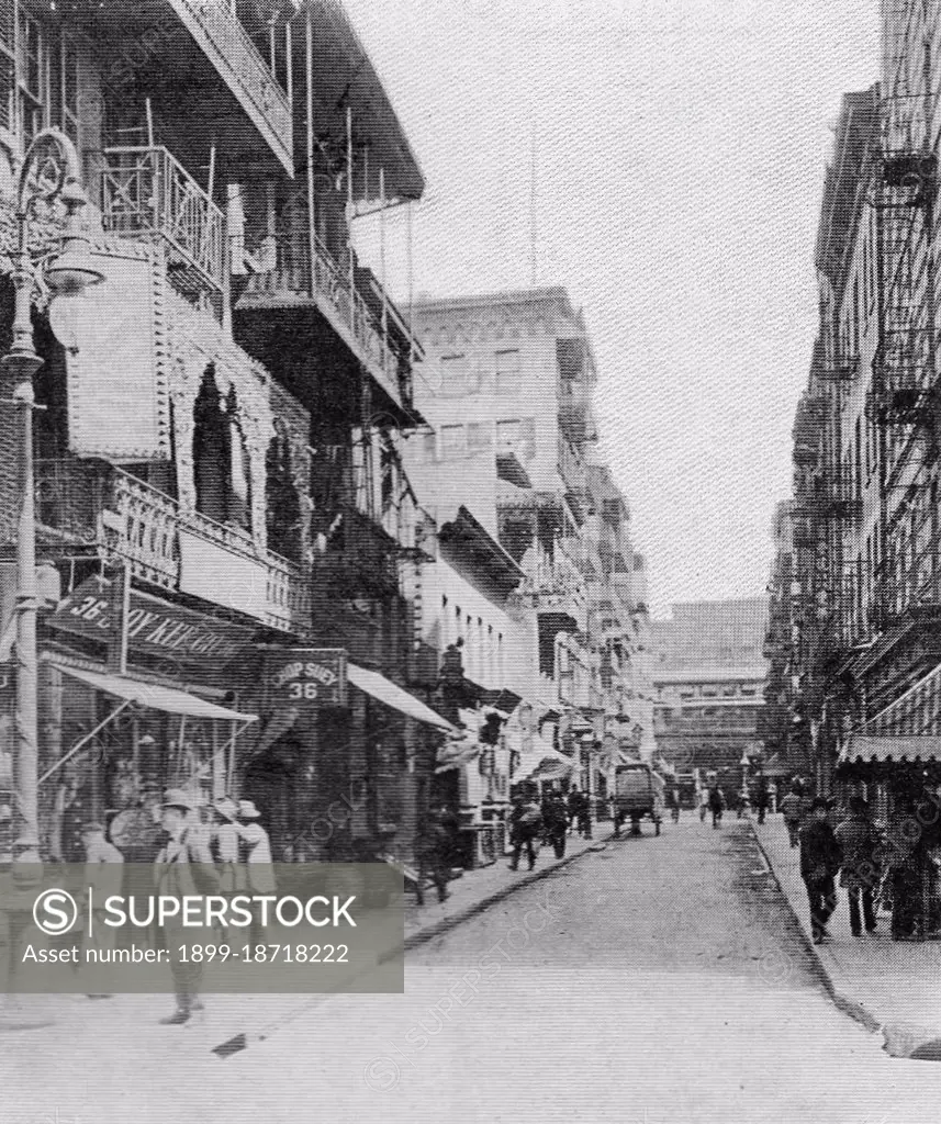 This early 20th century image depicts a placid scene on Pell Street. But not far from the Chop Suey restaurant at no. 36 stood no. 15, home base for the notorious Hip Sing Tong, one of the ruthless Chinese-American criminal associations that fought for control of Chinatown and the booming opium trade in the neighborhood's early days. Hip Sing and similar tongs formed in New York, San Francisco, and other major cities to protect Chinese immigrants from the racism and exploitation they encountered upon arriving in the U.S. in the late 1800s. But they also became violent gangs that ran prostitution rings, gambling dens, and drug rackets.