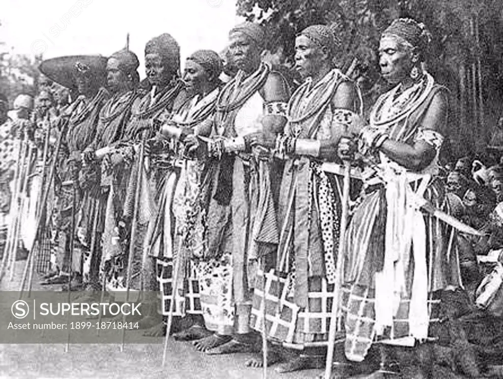 The Dahomey Amazons or Mino were a Fon all-female military regiment of the Kingdom of Dahomey (now Benin) which lasted until the end of the 19th century. The Mino were recruited from among the ahosi ('king's wives') of which there were often hundreds. Some women in Fon society became ahosi voluntarily, while others were involuntarily enrolled if their husbands or fathers complained to the King about their behaviour. Membership among the Mino was supposed to hone any aggressive character traits for the purpose of war. During their membership they were not allowed to have children or be part of married life. Many of them were virgins. The regiment had a semi-sacred status, which was intertwined with the Fon religious beliefs. The Mino trained with intense physical exercise. Discipline was emphasised. In the latter period, they were armed with Winchester rifles, clubs and knives. Units were under female command. Captives who fell into the hands of the Amazons were often decapitated.