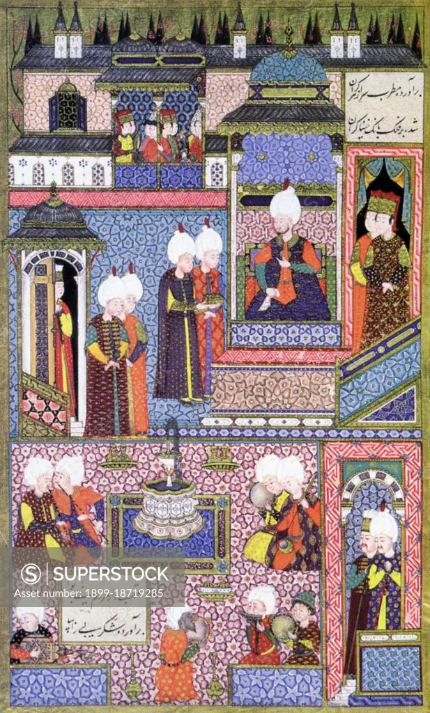 Sultan Suleyman I (1494-1566), also known as 'Suleyman the Magnificent' and 'Suleyman the Lawmaker', was the 10th and longest reigning sultan of the Ottoman empire. He personally led his armies to conquer Transylvania, the Caspian, much of the Middle East and the Maghreb. He intoduced sweeping reforms in Turkish legislation, education, taxation and criminal law, and was highly respected as a poet and a goldsmith. Suleyman also oversaw a golden age in the development of arts, literature and architecture in the Ottoman empire.