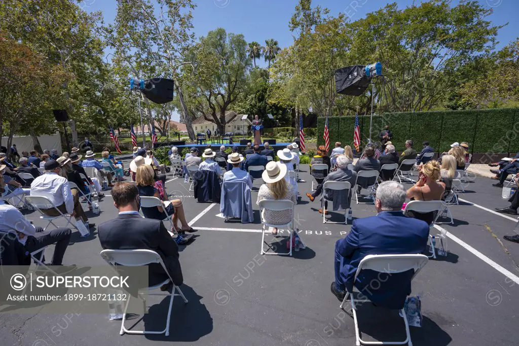 Reportage: Secretary of State Mike Pompeo delivers a speech on Communist China and the Free World’s Future” at the Richard Nixon Presidential Library, in Yorba Linda, California, on July 23, 2020. 