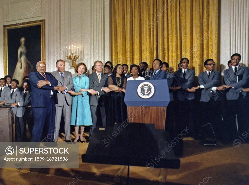 Jimmy Carter and Rosalynn Carter host a reception honoring Martin Luther King Jr. circa  3 October 1978.