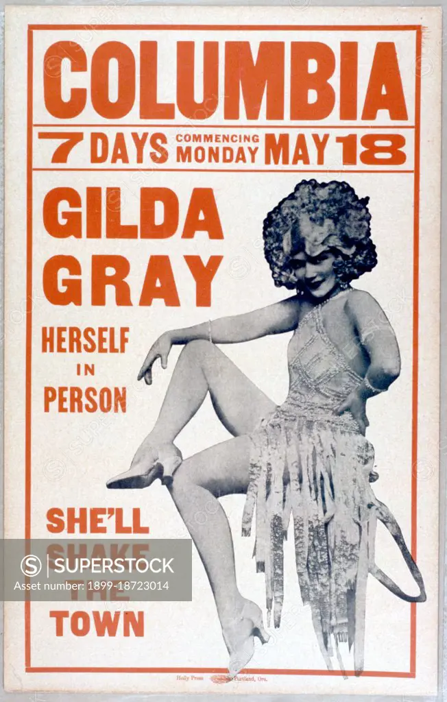 Gilda Gray herself in person - early 1900s poster. 