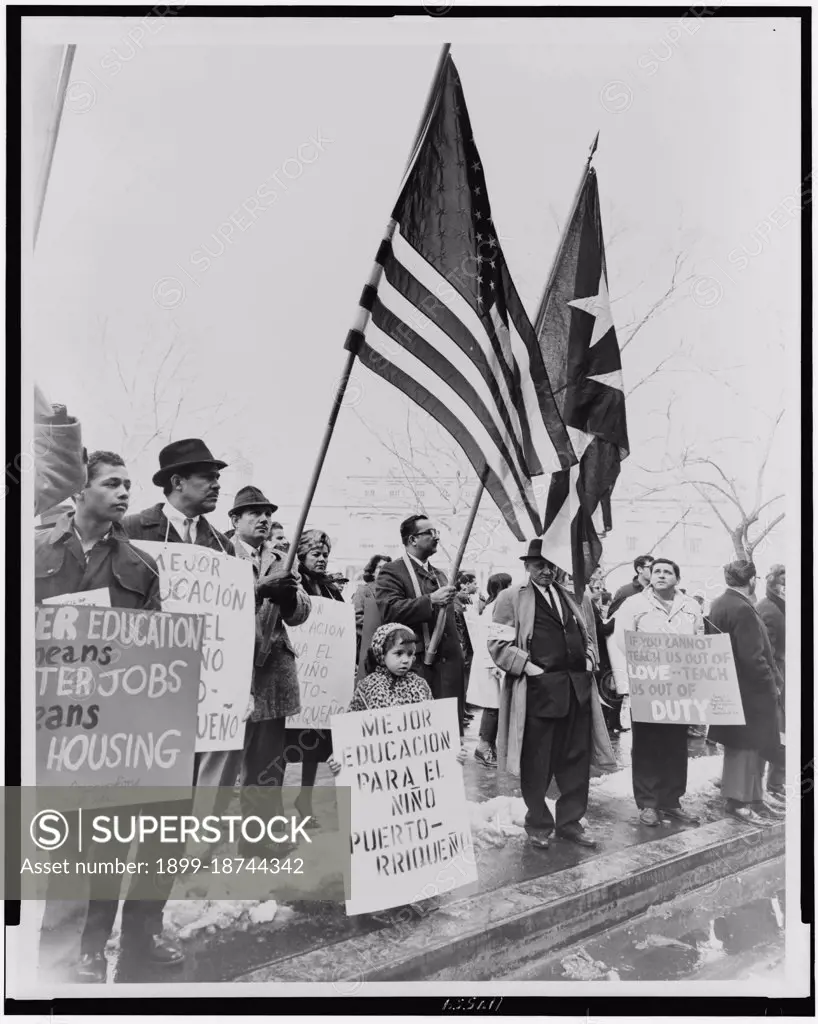 Puerto Ricans demonstrate for civil rights at City Hall, New York, NY, 1967.