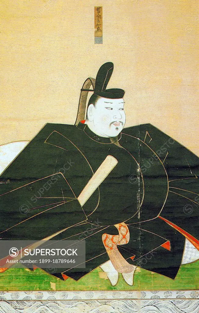 Taira no Tomomori (1152-1185) was the son of Taira no Kiyomori, and one of the Taira Clan's chief commanders in the Genpei War at the end of the Heian period of Japanese history. He was the victor at the Battle of Uji in 1180, and also at the Battle of Yahagigawa in 1181, where, after forcing the enemy Minamoto forces to retreat, Tomomori fell ill, and so the pursuit was ended. Tomomori was again victorious over the Minamoto in a naval battle at Mizushima two years later. The Taira forces tied their ships together, to create a larger stable surface to fire arrows from, and to engage in hand-to-hand combat. At the Battle of Dan-no-ura, when the Taira were decisively beaten by their rivals, Tomomori joined many of his fellow clan members in committing suicide. He tied an anchor to his feet and leapt into the sea.