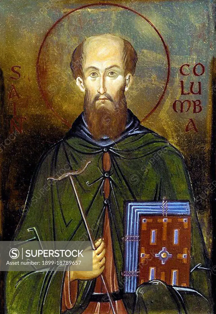 Saint Columba (7 December 521 9 June 597 AD)-also known as Colum Cille, or Chille (Old Irish, meaning 'dove of the church'), Colm Cille (Irish), Calum Cille (Scottish Gaelic), Colum Keeilley (Manx Gaelic) and Kolban or Kolbjarn (Old Norse)-was a Gaelic Irish missionary monk who propagated Christianity among the Picts during the Early Medieval Period. He was one of the Twelve Apostles of Ireland.