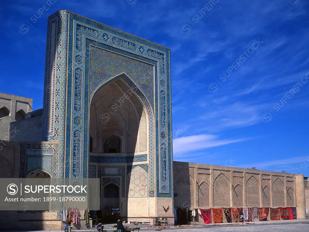 The Kalyan Mosque is Bukhara's congregational mosque or Friday Mosque. It was built in the 16th century on the site of an older mosque destroyed by Genghis Khan. The Kalyan minaret or Minara-i Kalan (Pesian/Tajik for the 'Grand Minaret') is part of the Po-i-Kalyan mosque complex and was designed by Bako and built by the Qarakhanid ruler Arslan Khan in 1127. The minaret is made in the form of a circular-pillar brick tower, narrowing upwards, with a diameter of 9m (30ft) at the bottom, 6m (20ft) at the top and a height of 46m (150ft) high. The Kalyan Minaret is also known as the 'Tower of Death', as for centuries criminals were executed by being tossed off the top. Bukhara was founded in 500 BCE in the area now called the Ark. However, the Bukhara oasis had been inhabitated long before. The city has been one of the main centres of Persian civilization from its early days in 6th century BCE. From the 6th century CE, Turkic speakers gradually moved in. Bukhara's architecture and archaeolog