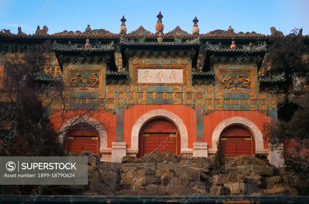 The Summer Palace (Yiheyuan) was originally created during the Ming Dynasty, but was designed in its current form by Qing emperor Qianlong (r. 1736 - 1795). It is however Qianlongs mother, the Qing Dowager Empress Cixi who is most irrevocably linked to the palace, since she had it restored twice during her reign, once in 1860 after it was plundered by British and French troops during the Second Opium War, and again in 1902 when foreign troops sought reprisals for the Boxer Rebellion, an anti-Christian movement.