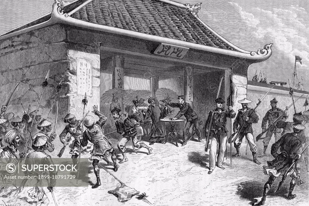 The Tonkin Campaign (French: Campagne du Tonkin) was an armed conflict fought between June 1883 and April 1886 by the French against, variously, the Vietnamese, Liu Yongfu's Black Flag Army and the Chinese Guangxi and Yunnan armies to occupy Tonkin (northern Vietnam) and entrench a French protectorate there. The campaign, complicated in August 1884 by the outbreak of the Sino-French War and in July 1885 by the Can Vuong nationalist uprising in Annam, which required the diversion of large numbers of French troops, was conducted by the Tonkin Expeditionary Corps, supported by the gunboats of the Tonkin Flotilla. The campaign officially ended in April 1886, when the expeditionary corps was reduced in size to a division of occupation, but Tonkin was not effectively pacified until 1896.