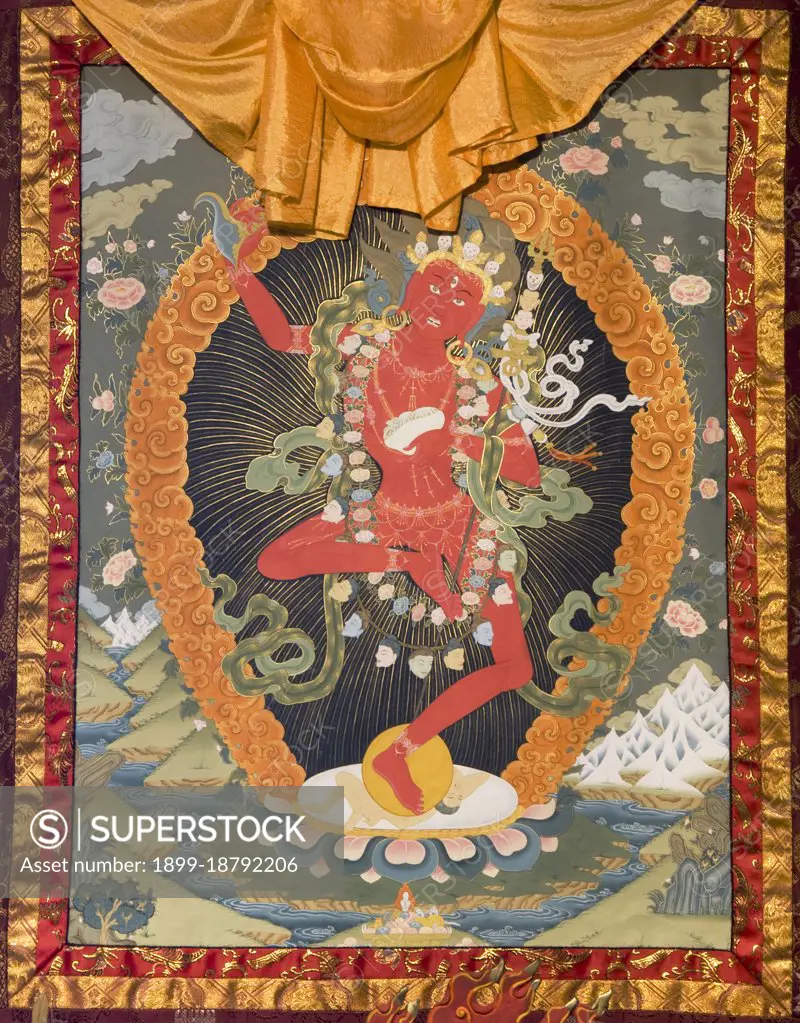 In Tibetan Buddhism, Dorje Pakmo (pronounced 'Dorje Phakmo'; Sanskrit: Vajravarahi, a form of Vajrayogini; Wylie Tibetan script transliteration: Rdo-rje phag-mo; English: 'The Diamond Sow'), also known as Sera Kandro, is believed to be the reincarnation of the consort of the wrathful deity Demchok (Heruka). She is the highest female incarnation in Tibet and the third-highest ranking person in the Lamaist hierarchy after the Dalai Lama and the Panchen Lama. She was listed among the highest-ranking reincarnations at the time of the Fifth Dalai Lama, recognized by the Tibetan government and acknowledged by the emperors of Qing China. Her seat, Samding (literally, 'the temple of soaring meditation') was in many ways unique in that about half of the inhabitants were monks and the other half were nuns, while the head of the monastery with all its branches was (and still is) a woman. It is a Geluk Ani gompa (or nunnery) - which also housed some monks - and is built on a hill on a peninsula ju