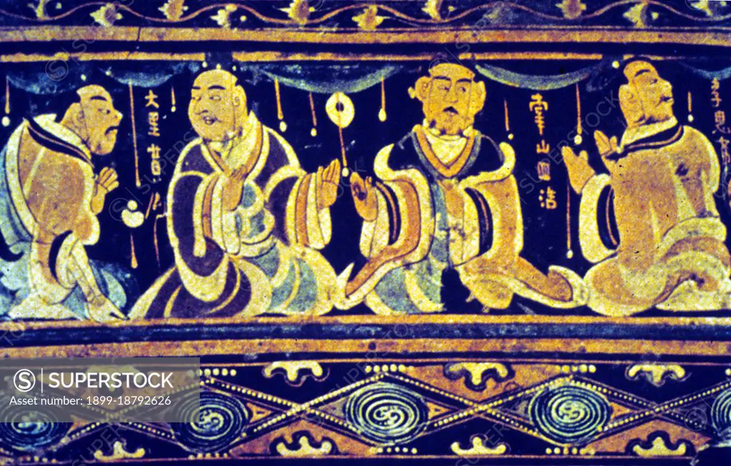 Scene from the tomb of the painted basket of Lo-lang, Saikyozuka, Pyongyang, Korea. Goguryeo or Koguryo was an ancient Korean kingdom located in present day northern and central parts of the Korean Peninsula, southern Manchuria, and southern Russian Maritime province. Along with Baekje and Silla, Goguryeo was one of the Three Kingdoms of Korea. Goguryeo was an active participant in the power struggle for control of the Korean peninsula as well as associated with the foreign affairs of neighboring polities in China and Japan. The Samguk Sagi, a 12th century CE Goryeo text, indicates that Goguryeo was founded in 37 BC by Jumong, a prince from Buyeo, although there is archaeological and textual evidence that suggests Goguryeo culture was in existence since the 2nd century BCE around the fall of Gojoseon, an earlier kingdom that also occupied southern Manchuria and northern Korea. Goguryeo was a major dynasty in Northeast Asia, until it was defeated by a Silla-Tang alliance in 668 CE. Afte