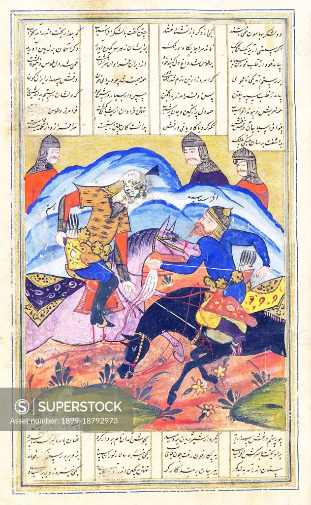 The Shahnameh or Shah-nama (Persian:  Šahnameh, 'The Book of Kings') is a long epic poem written by the Persian poet Ferdowsi between c. 977 and 1010 CE and is the national epic of Iran and related Perso-Iranian cultures. Consisting of some 60,000 verses, the Shahnameh tells the mythical and to some extent the historical past of Greater Iran from the creation of the world until the Islamic conquest of Persia in the 7th century. The work is of central importance in Persian culture, regarded as a literary masterpiece, and definitive of ethno-national cultural identity of Iran. It is also important to the contemporary adherents of Zoroastrianism, in that it traces the historical links between the beginnings of the religion with the death of the last Zoroastrian ruler of Persia during the Muslim conquest.